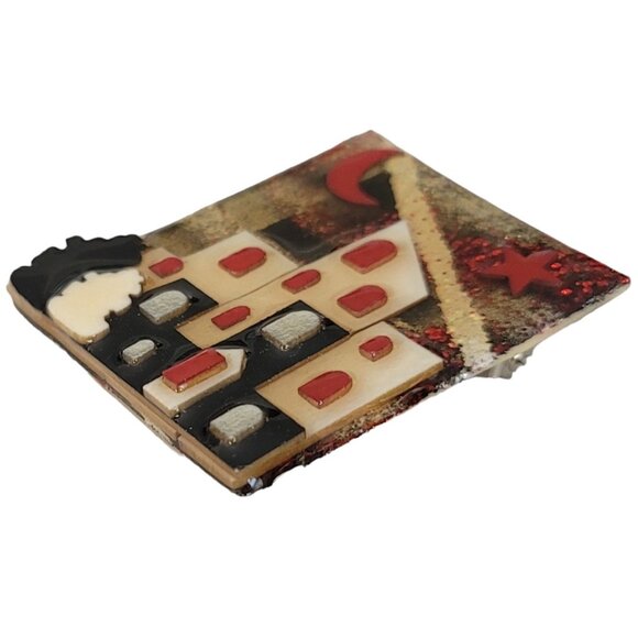Lucinda Red Black Cream House Brooch K496 - Picture 2 of 6